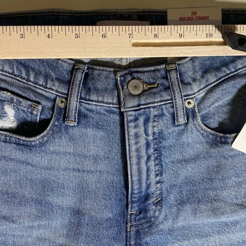 Lucky Brand ZOE High Rise Straight Jeans 2 26 Medium Blue Raw Hem 26 X 26.5 NWT - Picture 4 of 14